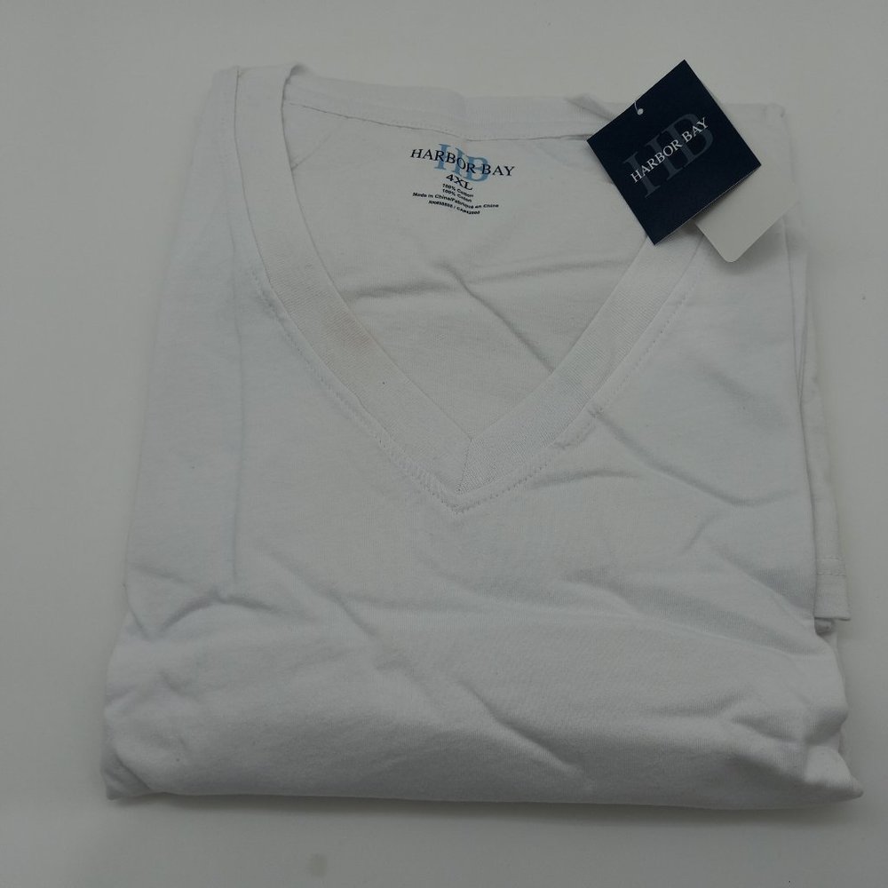 DXL White Harbor Bay V Neck Sleep Shirt / T-Shirt XXL to 6XL Big & Tall